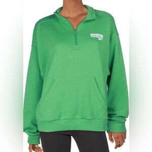 Reebok Identity Brand Proud Sweatshirt Women's Sport Green Quarter Zip Size S